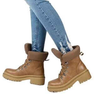 Journee Collection Womens Irrah Block Heel Booties Combat Boots, Size 12